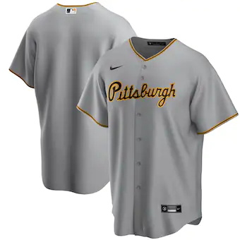 mens nike gray pittsburgh pirates away replica team jersey_